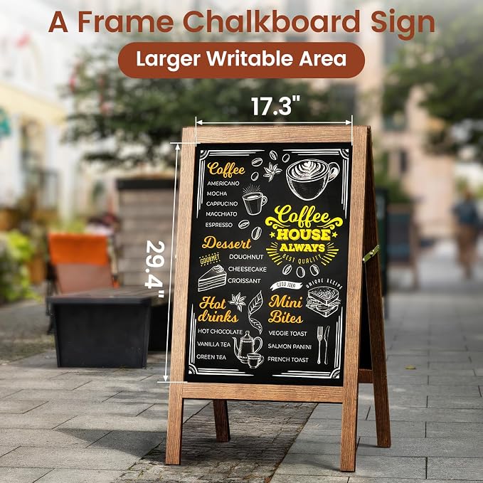 Chezerra A Frame Chalkboard Sign, Wooden Standing ChalkBoards Set - Image 2