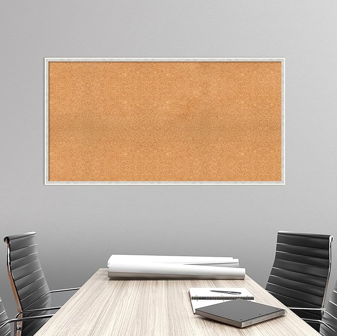 Amanti Art Natural Cork Board for Wall, 27x51 Vision Board with White Frame, Oversize Corkboard Office Decor for Home Organization, Modern Corkboard Pinboard to Display Items for Home Organization in-DeskLoop Office
