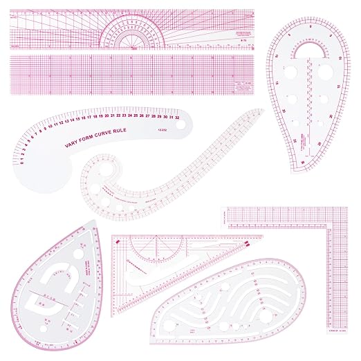 CINDALOG Clear Metric Sewing Ruler Set French Curve Pattern Ruler Kit by Unknown