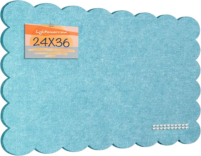 Lightomorrow Scalloped Bulletin Board, 36 x 24 Inches Felt Pin Board by Lightomorrow
