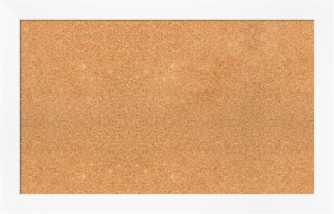 Amanti Art Natural Cork Board for Wall, 21x33 Vision Board with White Frame, Medium Corkboard Office Decor for Home Organization, Modern Corkboard Pinboard to Display Items for Home Organization in-DeskLoop Office