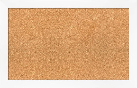 Amanti Art Natural Cork Board for Wall, 21x33 Vision Board with White Frame, Medium Corkboard Office Decor for Home Organization, Modern Corkboard Pinboard to Display Items for Home Organization in-DeskLoop Office