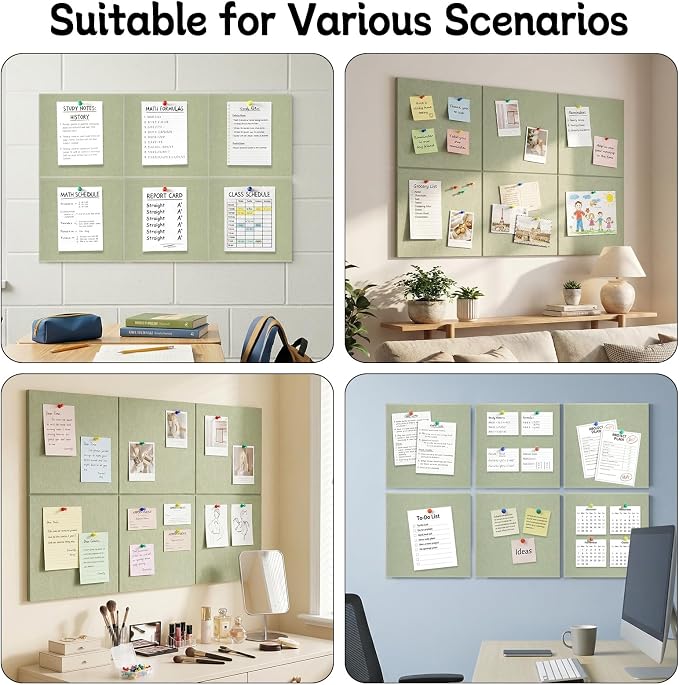 Thboxes Large Cork Board 36" x 24", 6 Pack Felt Wall Tiles - Image 7