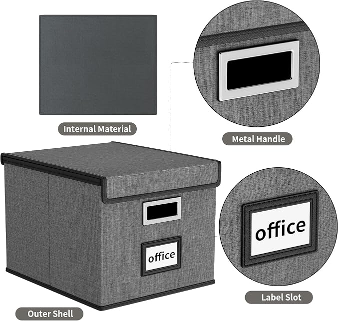 File Organizer Box with Lid, Collapsible File Folder Organizer - Image 5