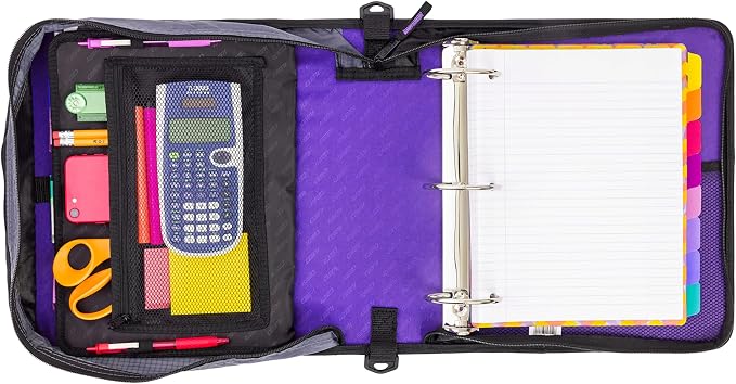 Case-it Mighty Zip Tab School Zipper Binder | 3-Inch O-Rings, 600-Sheet Capacity - Image 4