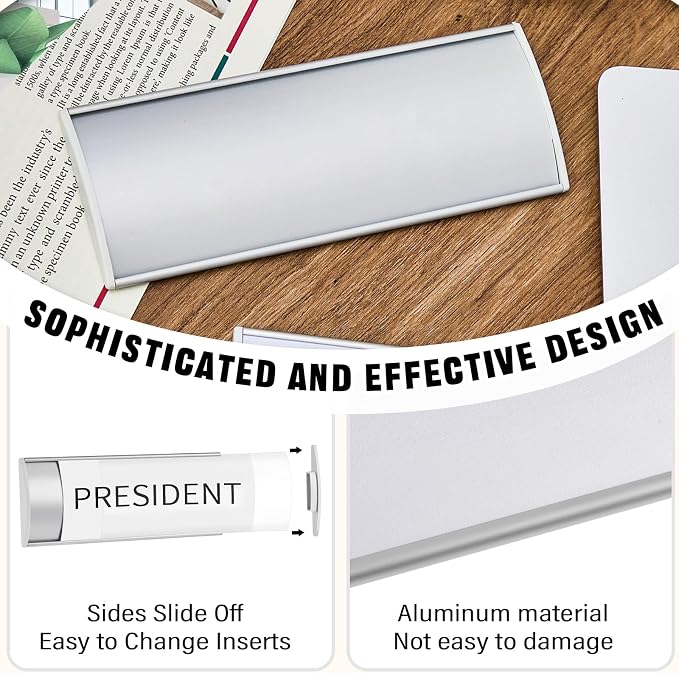 Therwen 50 Pcs Aluminum Office Name Plate Holder - Image 3