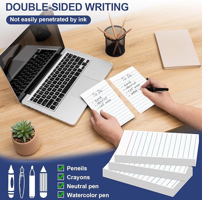 60 Pack 3 x 5 Index Cards Vertical Ruled Thick White Index Cards Lined Flash - Image 6