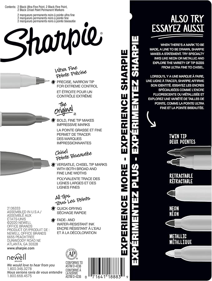 Sharpie Permanent Markers Variety Pack, Includes Chisel, and Ultra-Fine Tips - Image 6