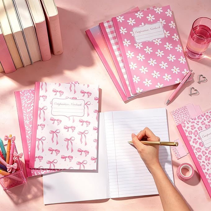 6 Pack Large Composition Notebooks Bulk 9.8 × 7.5 in Wide Ruled Hard Cover - Image 3