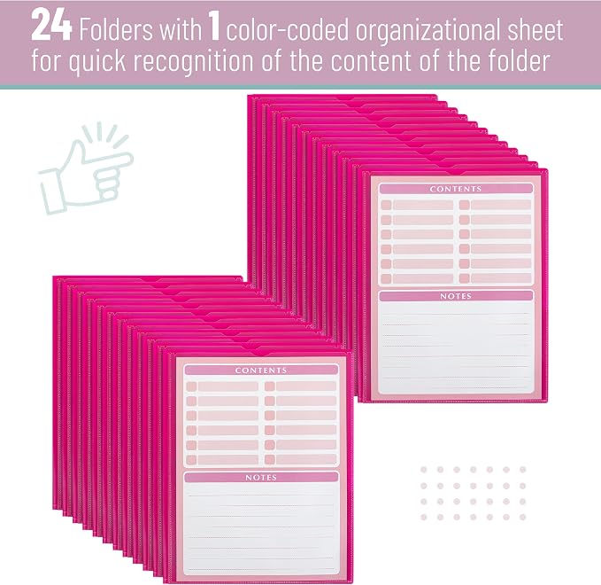 Mr. Pen- Plastic Folders with Pockets and Prongs, 24 Pack, Letter Size | Magenta - Image 6