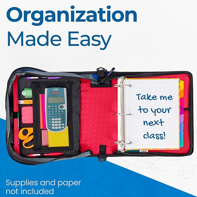 Case-it Mighty Zip Tab School Zipper Binder | 3-Inch O-Rings, 600-Sheet Capacity - Image 7