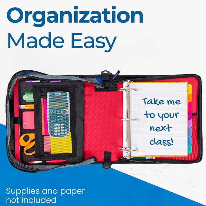 Case-it Mighty Zip Tab School Zipper Binder | 3-Inch O-Rings, 600-Sheet Capacity - Image 6