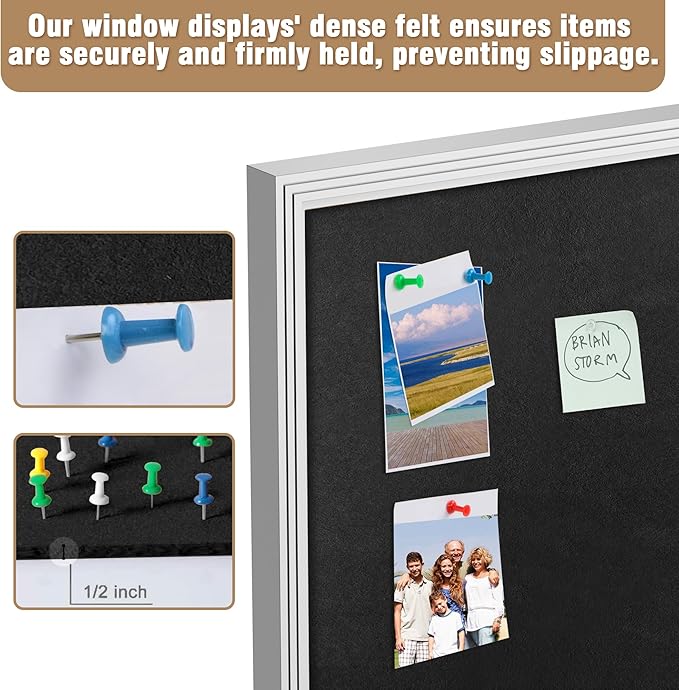 26"x20" Enclosed Bulletin Board, Outdoor Lockable Weather-Resistant Aluminum Cork Noticeboard for School & Office, Silver Frame w/Black Flet-DeskLoop Office