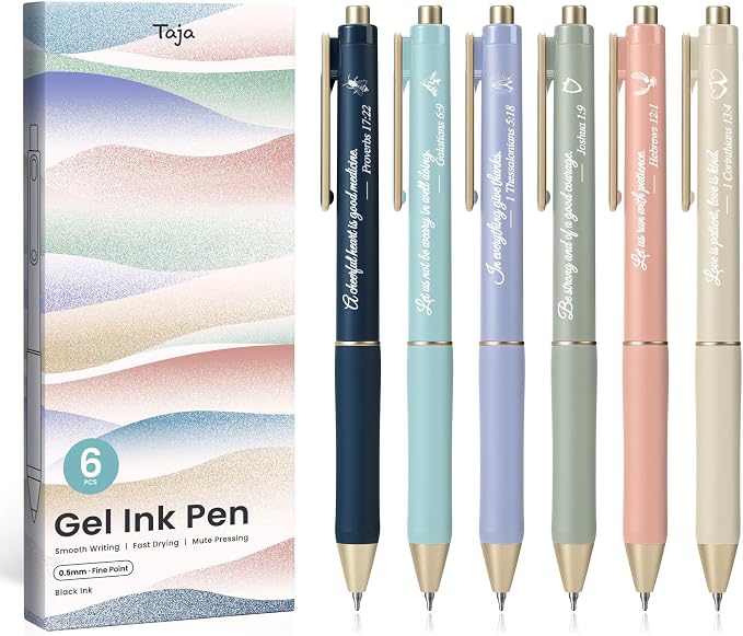 Taja Gel Pens, 0.5mm Fine Point Smooth Writing Pens by Taja