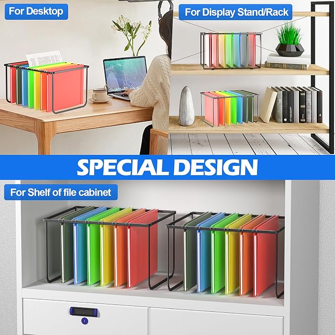 2 Packs Legal/Letter Size Hanging File Folder Frame, Desk Organizer Destop - Image 5
