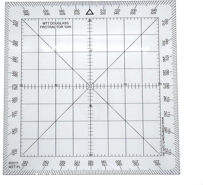 Douglas Protractor Graduated in Degrees for Angle Measurements and map Plotting for Outdoor, Marine or air Navigation, Hiking, Orienteering and Survival-DeskLoop Office