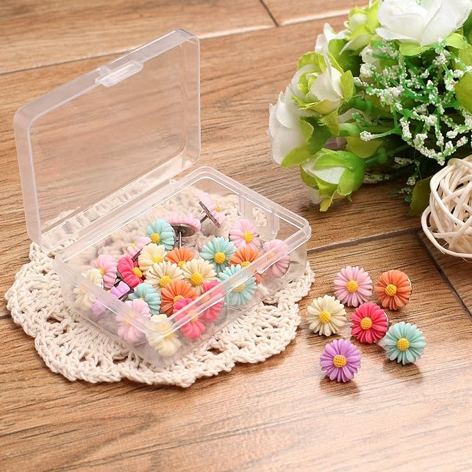 30 Pieces Flower Pushpins Flower Thumb Tacks Decorative Floret Push Pins - Image 3