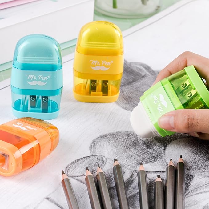 Mr. Pen- Pencil Sharpener & Eraser, 4 Pack | 2-in-1 Manual Sharpeners - Image 7