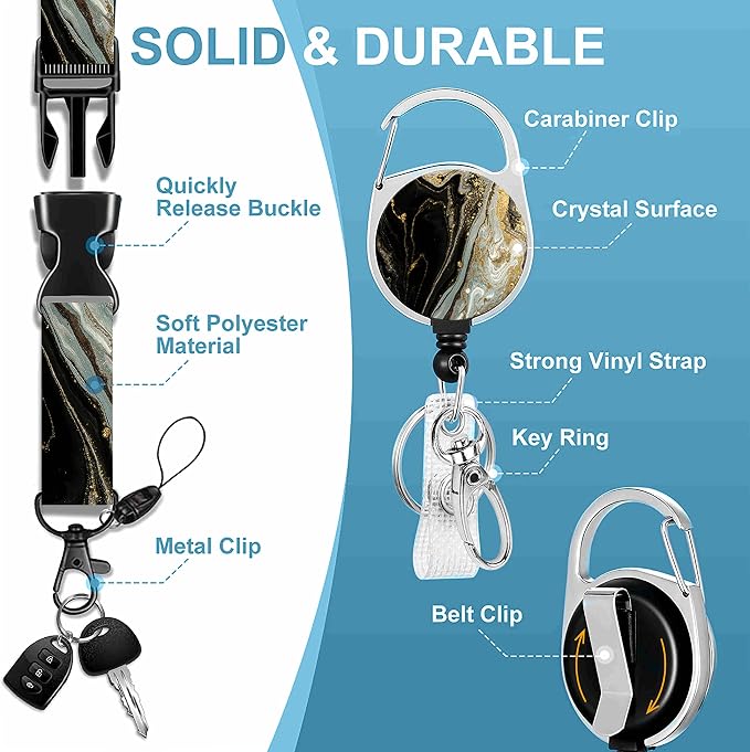 Badge Lanyard and ID Badge Holder, Retractable Badge Reels - Image 3