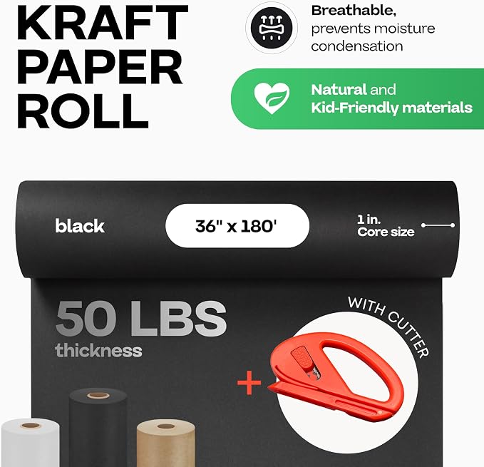 Black Kraft Paper Roll 36" x 2160" - Image 2