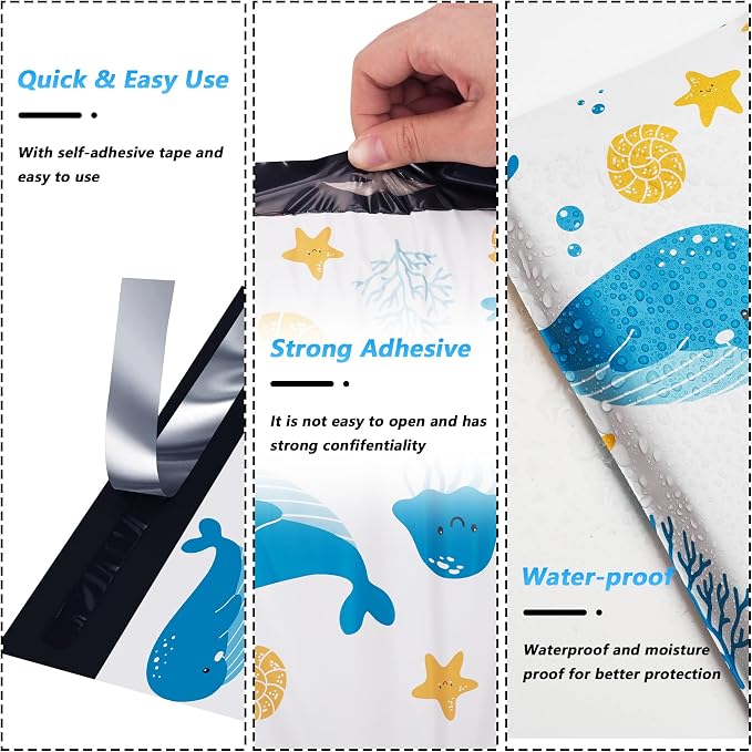 Ocean Printed Poly Mailer 6x9 Inch 100 Pcs, Waterproof and Tear-Resistant - Image 3