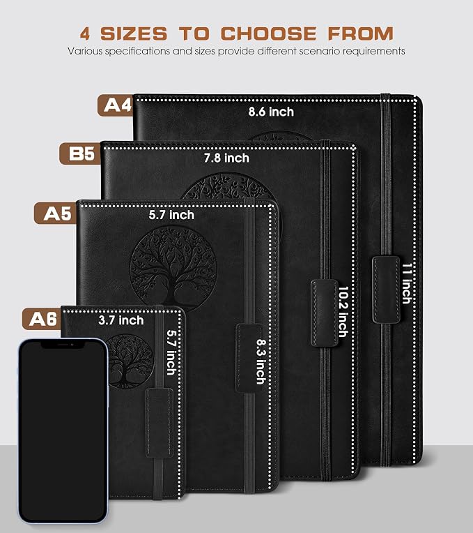Biuwory A5 Leather Journal Notebook, 140 Lined Pages, Hardcover 5.7"×8.3" | - Image 2