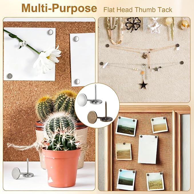 120pcs Metal Thumb Tacks, 0.42x0.66in, Heavy Duty Flat Head, Fixing Photos - Image 4