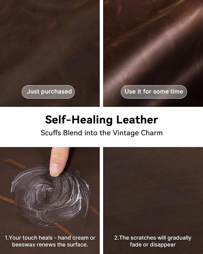 YSAGi Leather Desk Mat, 23.6"x13.8"Real Leather Desk Pad, 2mm Thick Desk Blotter - Image 4