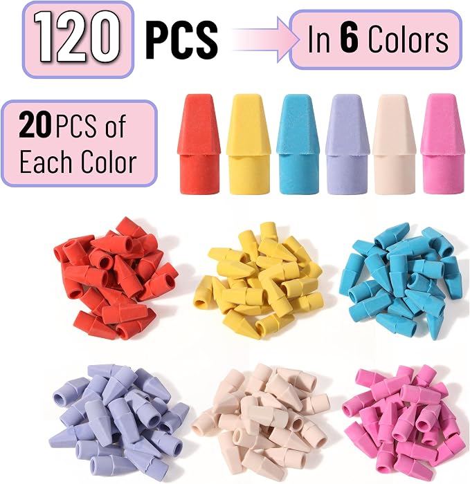 Mr. Pen- Pencil Erasers Toppers, 120 Pack, Latex Free, No Smudge | Mr Pen - Image 2
