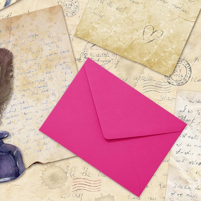 Whaline 50Pcs A7 Invitation Envelopes Set Hot Pink Greeting Card Envelopes - Image 6