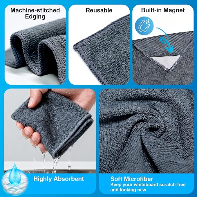 4 Pack Magnetic Microfiber Cleaning Cloth Dry Erase Erasers - Image 4