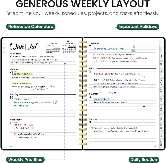 Planner 2026-2027, Academic Year Monthly and Weekly Calendar Planner, Jul 2026 - Image 3