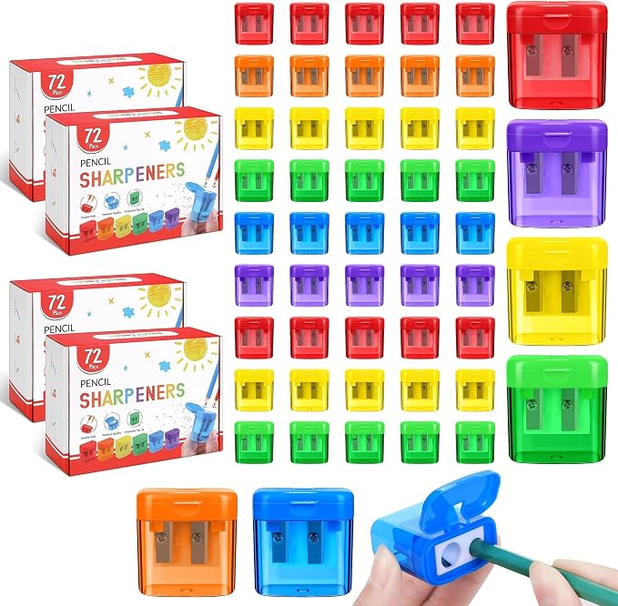 Aodaer 288 Pieces Pencil Sharpeners Bulk Double Hole Pencil Sharpener Manual by Aodaer
