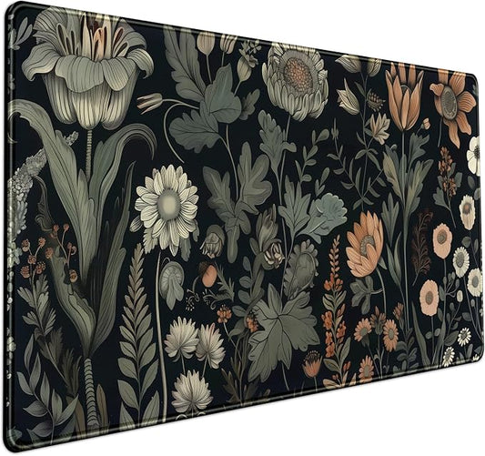 Aesthetic Vintage Dark Flower Plants Wildflowers Large Gaming Mousepad XXL by Mechanical+Cattle