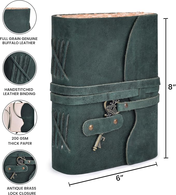 LEATHER VILLAGE Vintage Leather Journal – 200 Handmade Vintage Deckle Edge - Image 5
