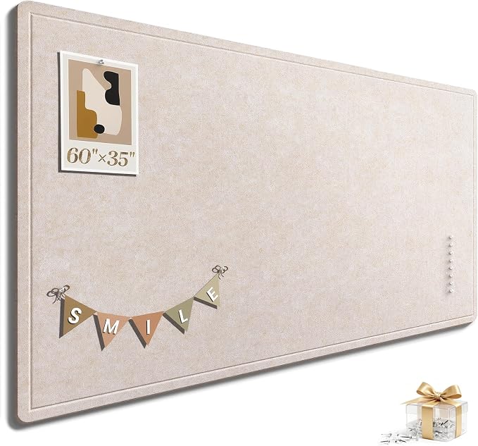 Large Bulletin Board, 60 X 35 Inches Felt Cork Board by Subeauty