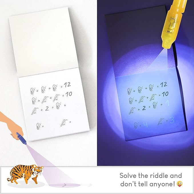 Invisible Ink Pen and Notebook Pack of 16 - BONNYCO | Safari Party Favors for Kids | Spy Pen Jungle Party Favors, Animal Prizes for Kids | Magic Pen Jungle Theme Party Supplies, Prizes for Students-DeskLoop Office