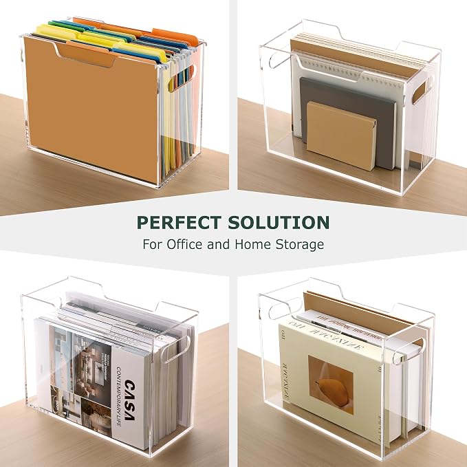 Acrylic Hanging File Folder Organizer, Letter Size Clear Filing Organizer Box - Image 6