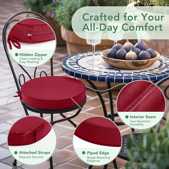 Summsun Outdoor Bistro Chair Cushions Set of 4 - Image 4
