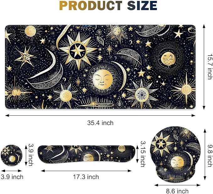 Gaming Mouse Pad, Large Desk Mat, Cute Desk Pad Protector, 4in1 XXL Mousepad + - Image 4