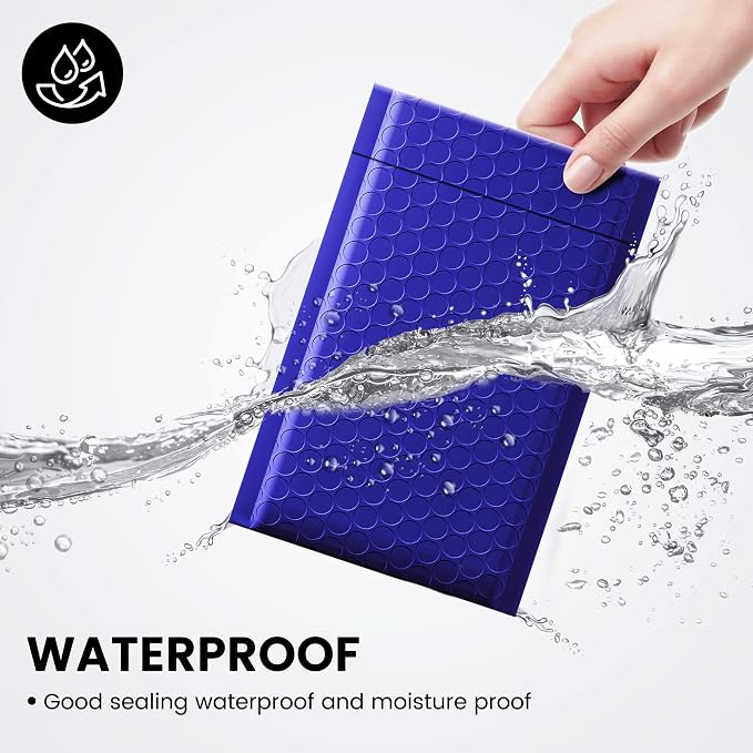 Fuxury 100 Pack 4x8" Bubble Mailers Royal Blue Shipping Padded Envelopes | - Image 4