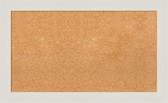 Amanti Art Natural Cork Board for Wall, 19x31 Vision Board with White Frame, Medium Corkboard Office Decor for Home Organization, Country Rustic Corkboard Pinboard to Display Items for Home-DeskLoop Office