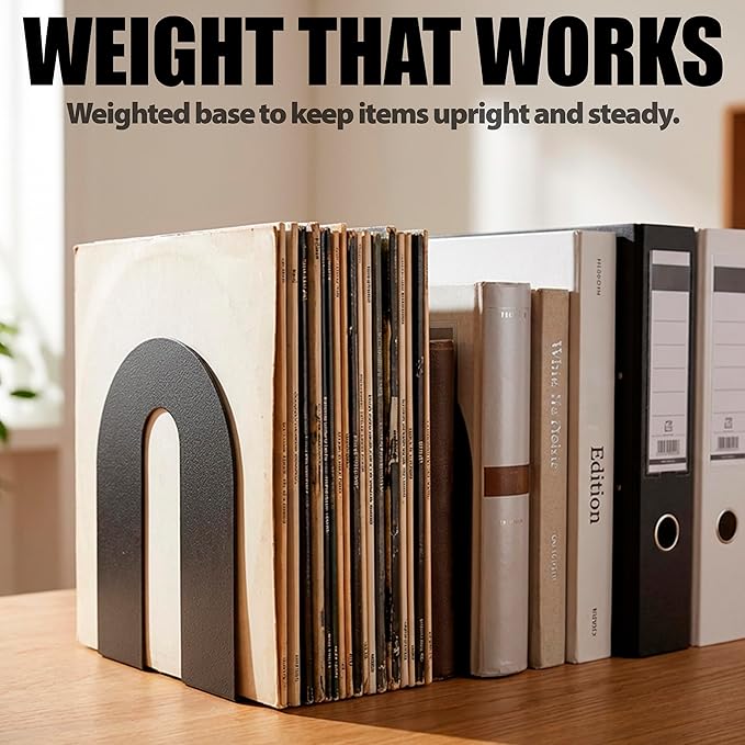 Officemate Heavy Weighted Bookends, Sturdy Office & Home Shelf Organizers - Image 4