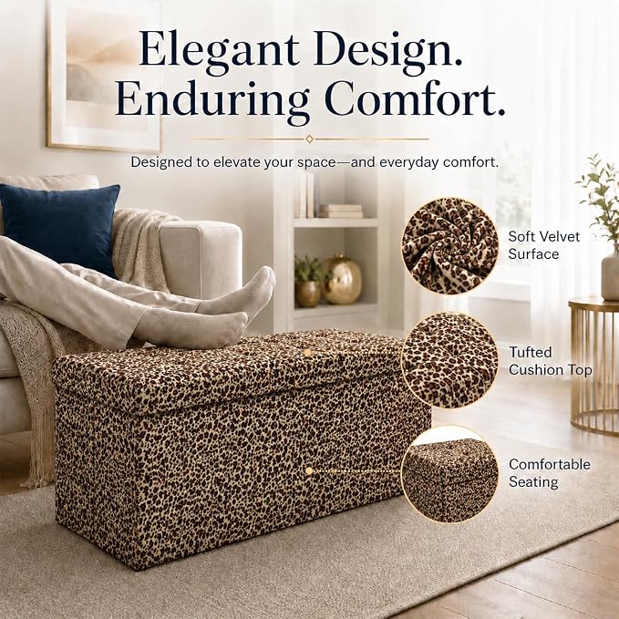 ALASDO 30 Inch Folding Storage Ottoman Bench - Image 2
