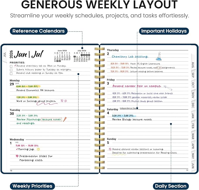 Planner 2026-2027, 8.5" x 11" Weekly and Monthly Academic Year Planner Calendar - Image 3