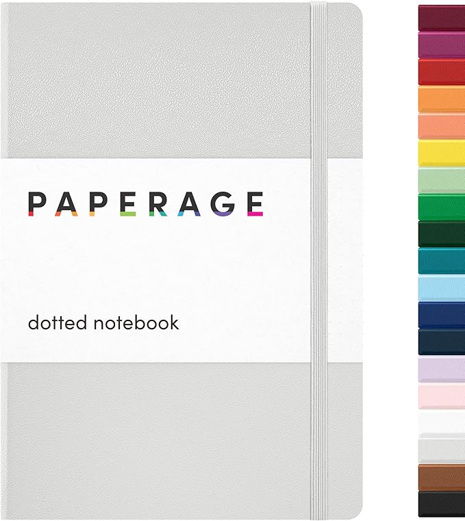 PAPERAGE Dotted Journal Notebook, (Light Grey), 160 Pages, Medium 5.6 in x 8 in - 100 GSM Thick Paper – Hardcover Journaling Notebook for Work, School & Bullet Journaling-DeskLoop Office