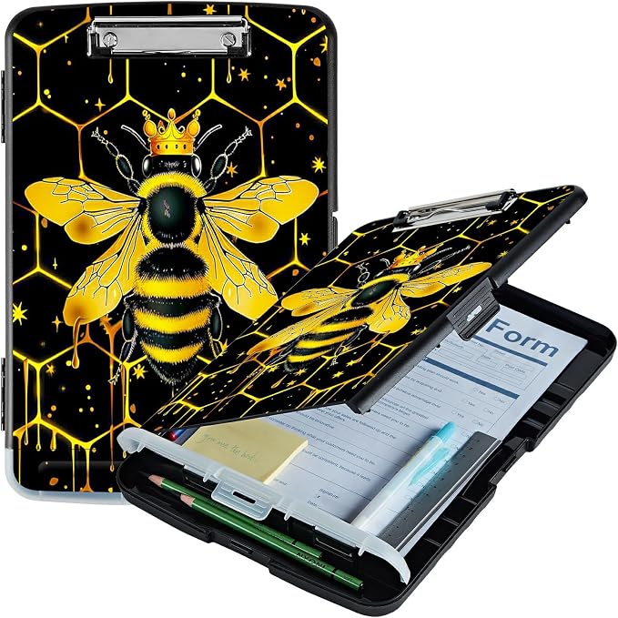 Bee Black Background A4 Clipboard by Unknown