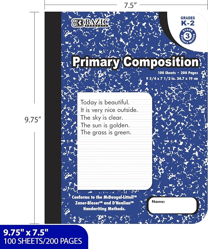 BAZIC PRODUCTS Primary Composition Notebook, Grades K-2, 9.75 x 7.5 in - Image 2