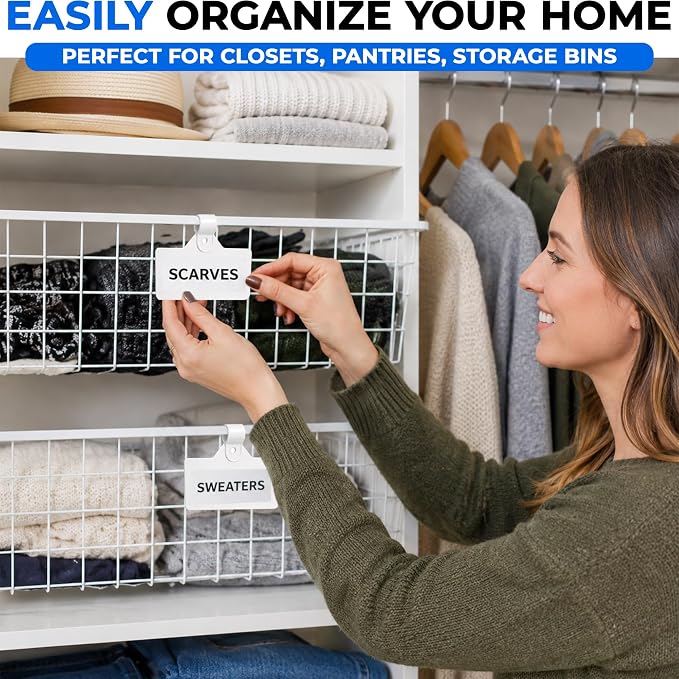 Gluposti Shelf Labels for Wire Shelving, Wire Rack Label Holders for Shelves - Image 3