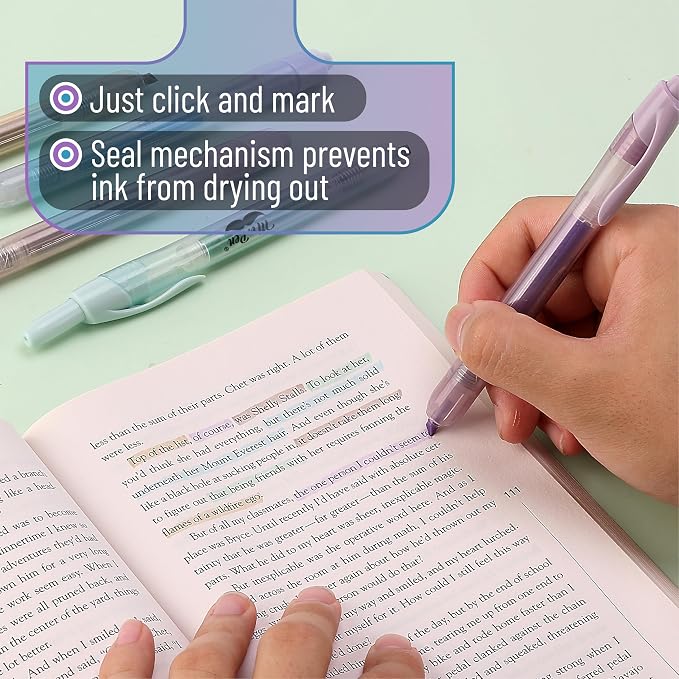 Mr. Pen- Retractable Highlighters, 6 Pack, Muted Pastel Colors | Chisel Tip - Image 6